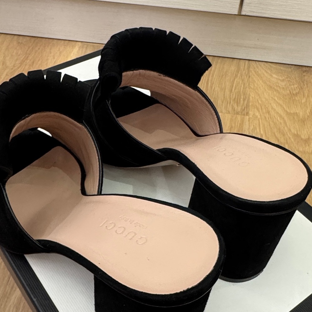 Gucci Marmont 75mm Mule Sandals – Black Suede – Size 37.5 - Picture 12 of 15
